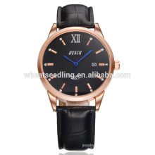 water resistant calendar strap mens men leather quartz hand watch